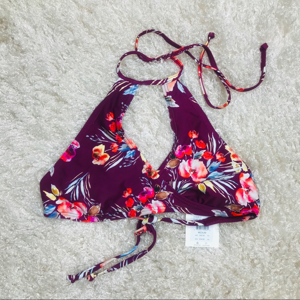NWT   Billabong Float On By Hi Neck Bikini Top